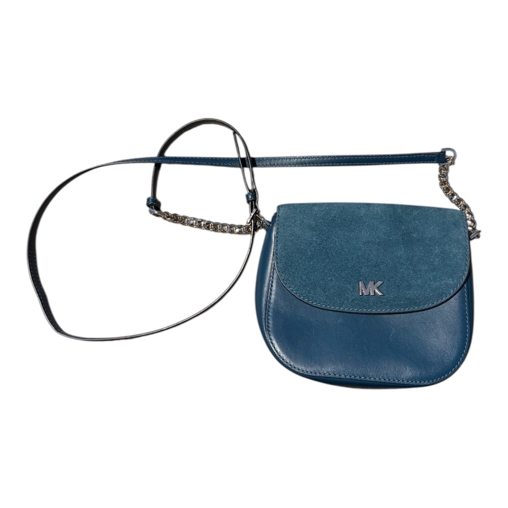 Michael Kors Teal Suede & Leather Crossbody Bag Purse